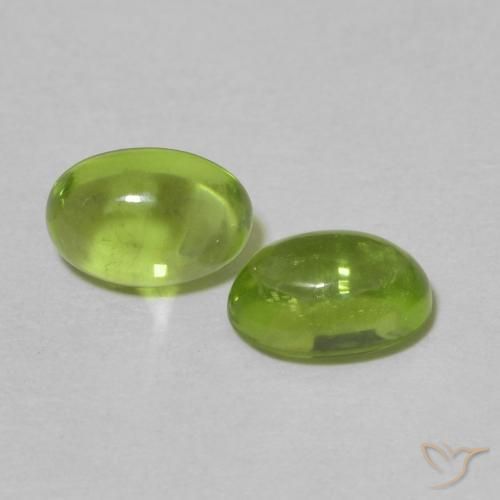 Gemme di Peridoto Verde giallastro vivace naturale da 1.25 ct, Ovale, Trasparente