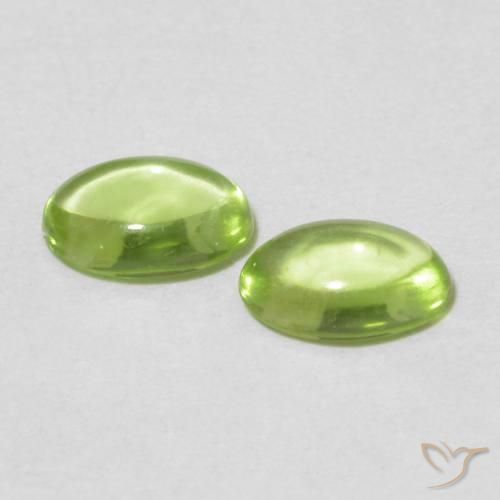 Gemme di Peridoto Verde giallastro vivace naturale da 0.92 ct, Ovale, Trasparente