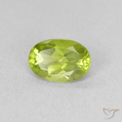 Peridoto Verde giallastro vivace naturale da 0.83 ct, Ovale, VVS-VS