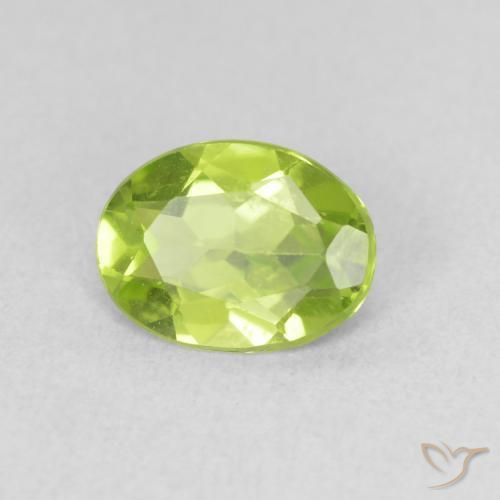 Peridoto Verde giallastro vivace naturale da 1.07 ct, Ovale, VVS-VS