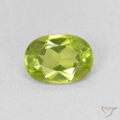 0.91ct Naturale Verde giallastro vivace Peridoto, Ovale, VS