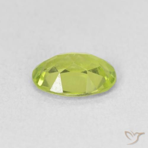 Peridoto Verde giallastro vivace naturale da 0.81 ct, Ovale, VS