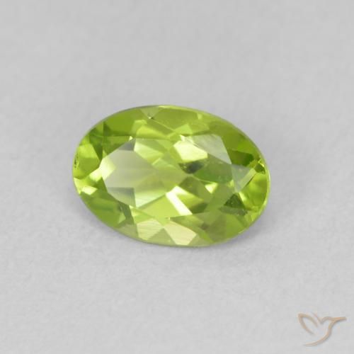 Peridoto Verde giallastro naturale da 0.85 ct, Ovale, VS