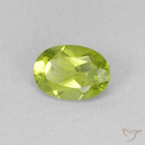 Peridoto Verde giallastro naturale da 0.92 ct, Ovale, VVS-VS