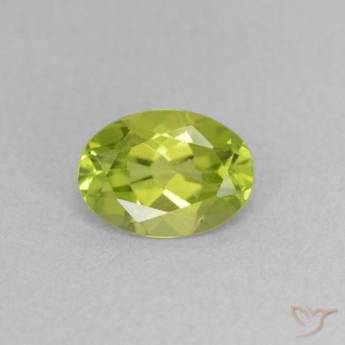 0.75ct Naturale Verde giallastro Peridoto, Ovale, VVS-VS