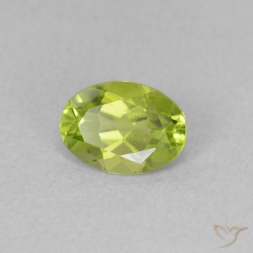 Peridoto Verde giallastro naturale da 0.75 ct, Ovale, VVS-VS