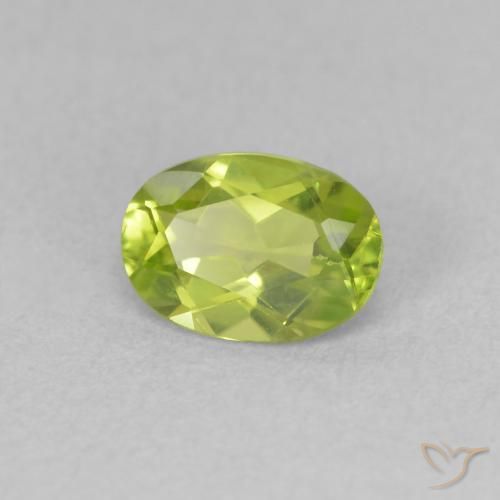Peridoto Verde brillante naturale da 0.87 ct, Ovale, VVS-VS