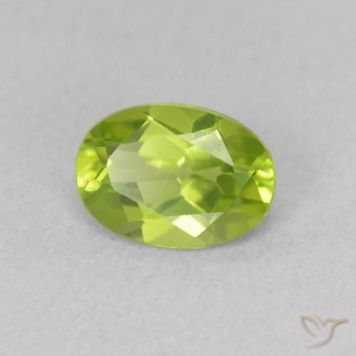 Peridoto Verde giallastro naturale da 0.90 ct, Ovale, VVS-VS