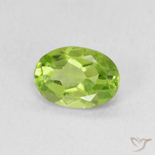 Peridoto Verde giallastro naturale da 0.94 ct, Ovale, VS