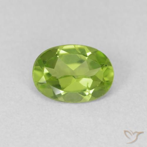 0.77ct Naturale Verde acceso Peridoto, Ovale, VVS-VS