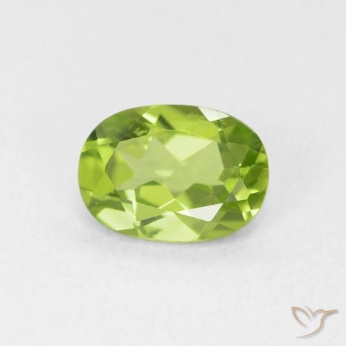 Peridoto Verde medio naturale da 0.88 ct, Ovale, VVS-VS