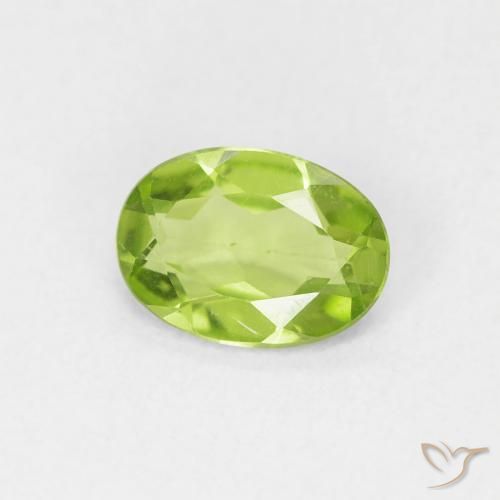 Peridoto Verde acceso naturale da 0.72 ct, Ovale, VVS-VS