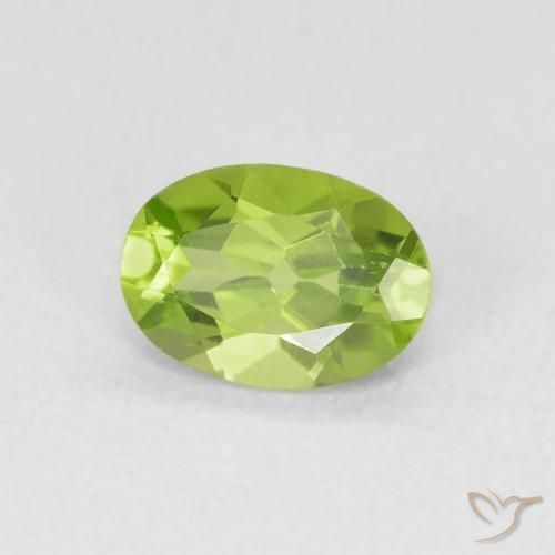 Peridoto Verde giallastro naturale da 0.84 ct, Ovale, VS