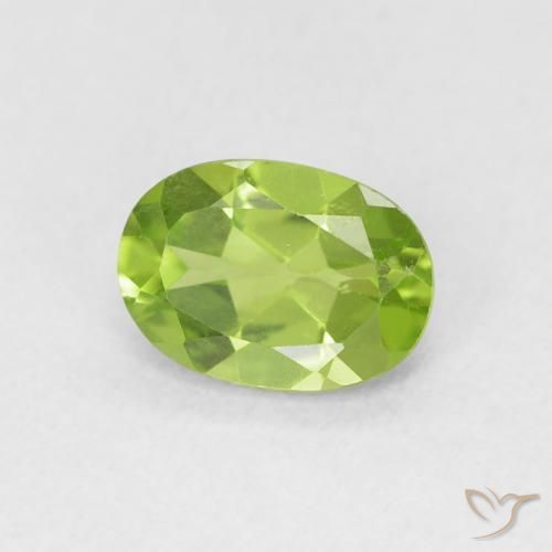 Peridoto Verde giallastro naturale da 0.90 ct, Ovale, VS