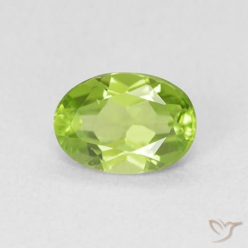 Peridoto Verde giallastro naturale da 0.89 ct, Ovale, VS