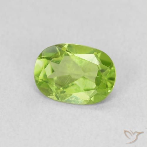 Peridoto Verde giallastro naturale da 0.85 ct, Ovale, VS