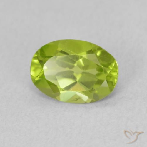 Peridoto Verde giallastro naturale da 0.85 ct, Ovale, VS