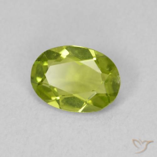 Peridoto Verde acceso naturale da 0.72 ct, Ovale, VVS-VS