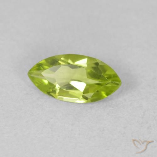 Peridoto Verde brillante naturale da 0.52 ct, Taglio marquise, VVS-VS