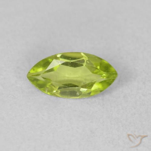 0.56ct Naturale Verde brillante Peridoto, Taglio marquise, VVS-VS