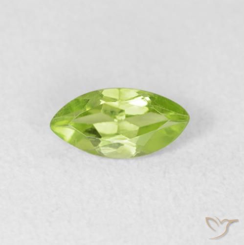 0.60ct Naturale Verde chiaro e vivace Peridoto, Taglio marquise, VS