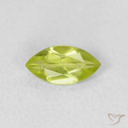 0.64ct Naturale Verde brillante Peridoto, Taglio marquise, VS