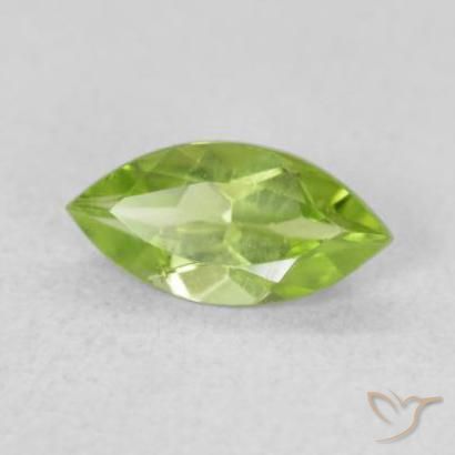 Peridoto Verde acceso naturale da 0.61 ct, Taglio marquise, VVS-VS