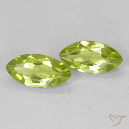 Gemme di Peridoto Verde giallastro vivace naturale da 1.18 ct, Taglio marquise, VS