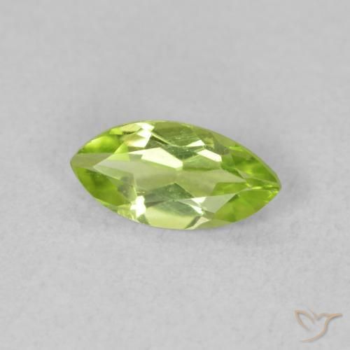 Peridoto Verde brillante naturale da 0.59 ct, Taglio marquise, VVS-VS