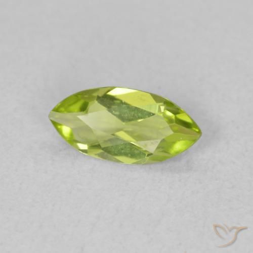 Peridoto Verde medio naturale da 0.46 ct, Taglio marquise, VVS-VS