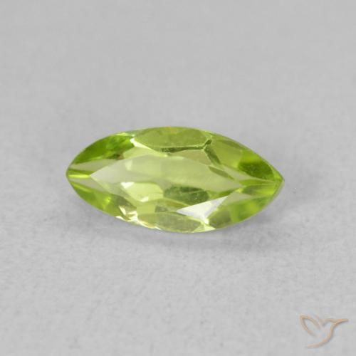 Peridoto Verde brillante naturale da 0.65 ct, Taglio marquise, VVS-VS