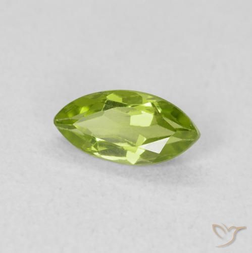 Peridoto Verde medio naturale da 0.65 ct, Taglio marquise, VS