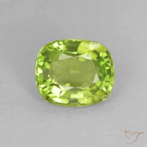 2.16ct Naturale Verde giallastro Peridoto, Cuscino, VS