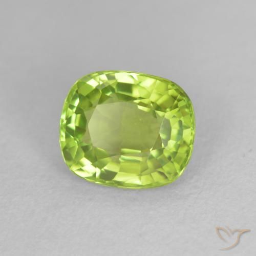 Peridoto Verde giallastro naturale da 2.16 ct, Cuscino, VS