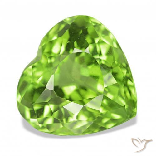 Peridoto Verde acceso naturale da 6.01 ct, Cuore, VVS-VS