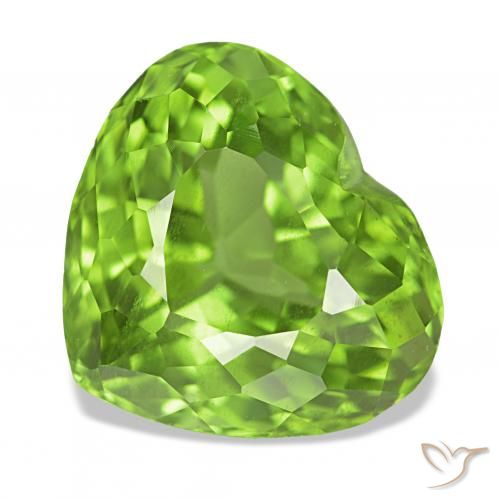 Peridoto Verde medio naturale da 6.28 ct, Cuore, VVS-VS