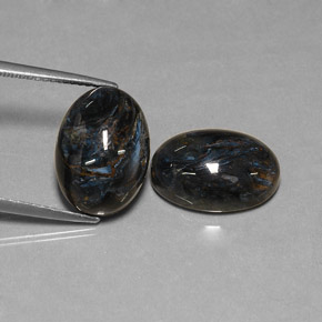 Pietersite naturale nero da 12,70 ct, taglio ovale, opaco