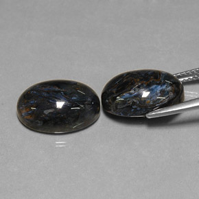 Pietersite naturale nero da 12,70 ct, taglio ovale, opaco
