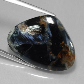 Pietersite naturale nero da 16,51 ct, forma fantasia, opaco