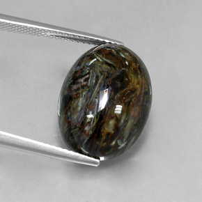 Pietersite naturale multicolore da 12,67 ct, taglio ovale, opaco