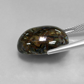 Pietersite naturale multicolore da 12,67 ct, taglio ovale, opaco