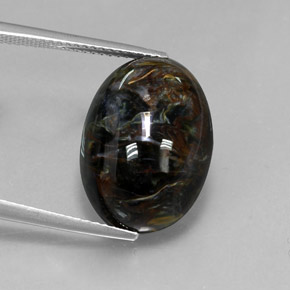 Pietersite naturale multicolore da 12,53 ct, taglio ovale, opaco