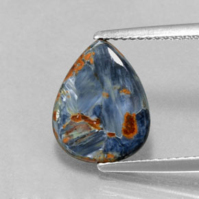 Pietersite naturale multicolore da 1,84 ct, taglio a pera, opaco