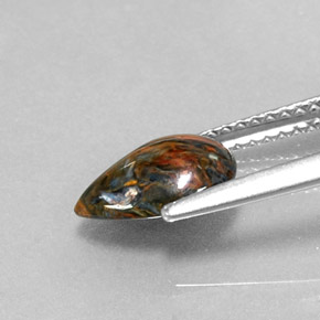 Pietersite naturale multicolore da 1,11 ct, taglio a pera, opaco