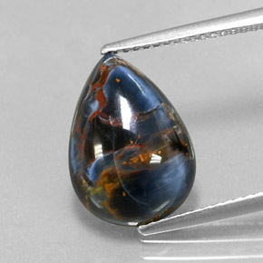 Pietersite naturale multicolore da 4,76 ct, taglio a pera, opaco