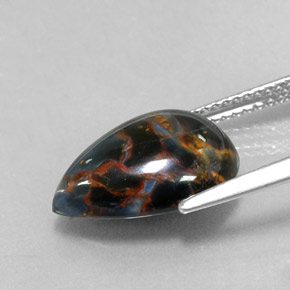 Pietersite naturale multicolore da 4,76 ct, taglio a pera, opaco