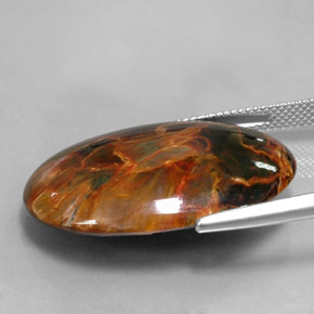 Pietersite naturale multicolore da 24,67 ct, taglio ovale, opaco