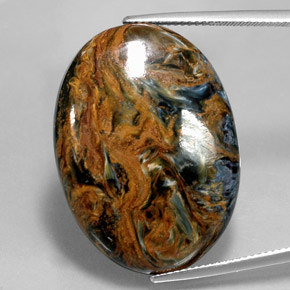 Pietersite naturale multicolore da 31,58 ct, taglio ovale, opaco