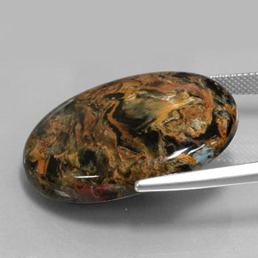 Pietersite naturale multicolore da 32,92 ct, taglio ovale, opaco