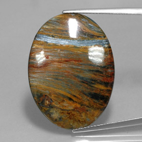 Pietersite naturale multicolore da 20,19 ct, taglio ovale, opaco